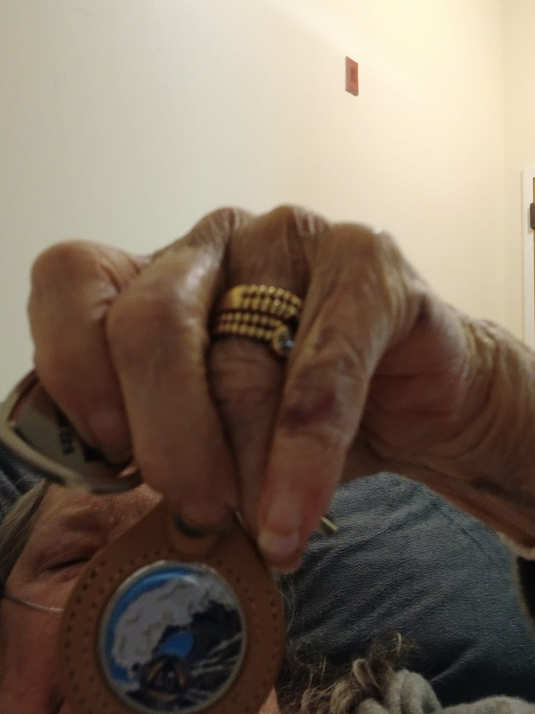 Customer photo review of 1 to 50 Year Sobriety Mint Crashing Wave Gold Plated AA Recovery Medallion/Chip/Coin - Blue/White