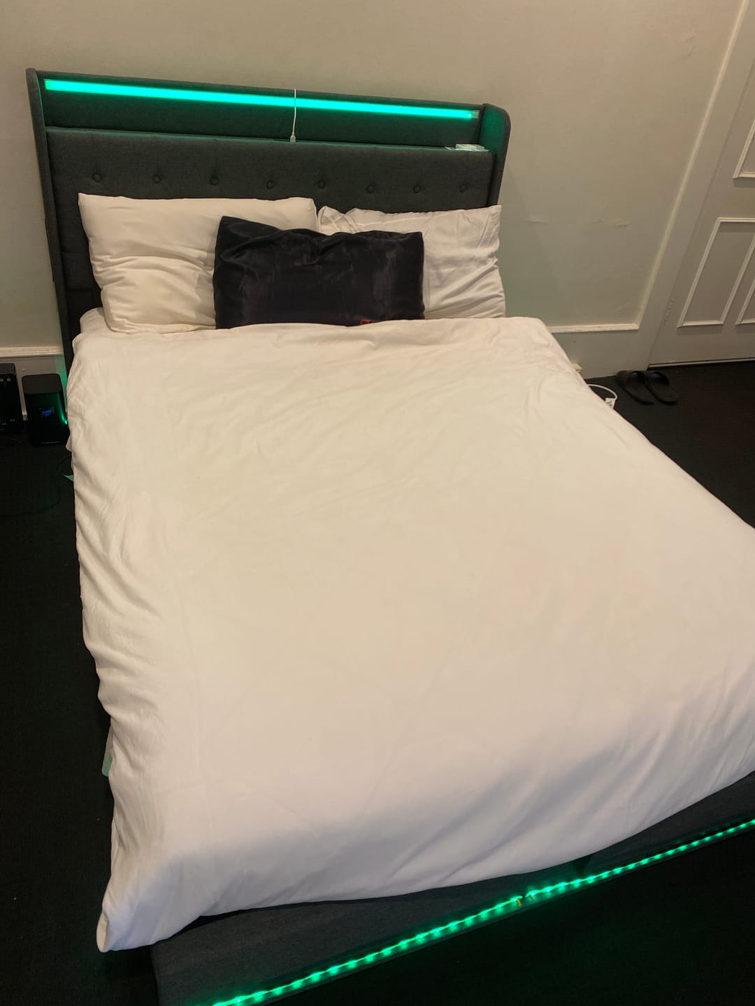 Customer photo review of Double LED Bed Frame with Gas Lift & USB Ports