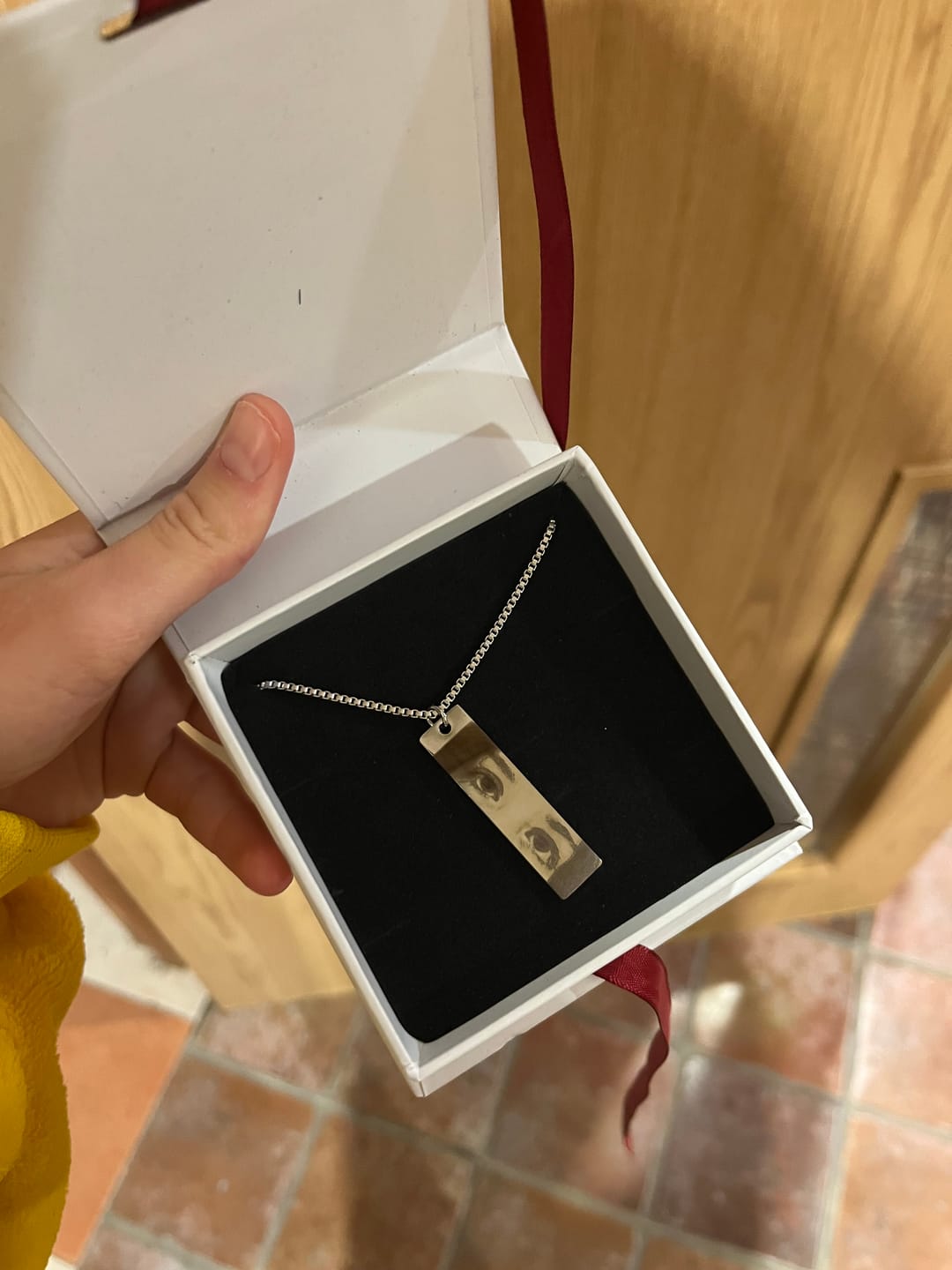 Customer photo review of Personalized Eye Photo Necklace
