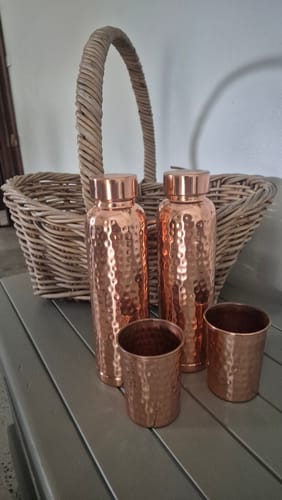 Customer photo review of Hammered Copper Gift Set - 2 Bottles & 2 Mugs