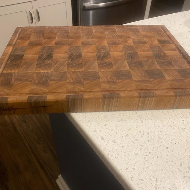 Customer photo review of Personalized Double-sided Walnut  End Grain Cutting Board