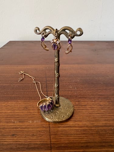 Customer photo review of Vintage 14k Yellow Gold .25cttw Amethyst Diamond Twist Drop Earrings