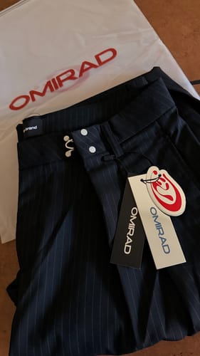 Customer photo review of Omirad Pinstripe Wide-Leg Suit Pants