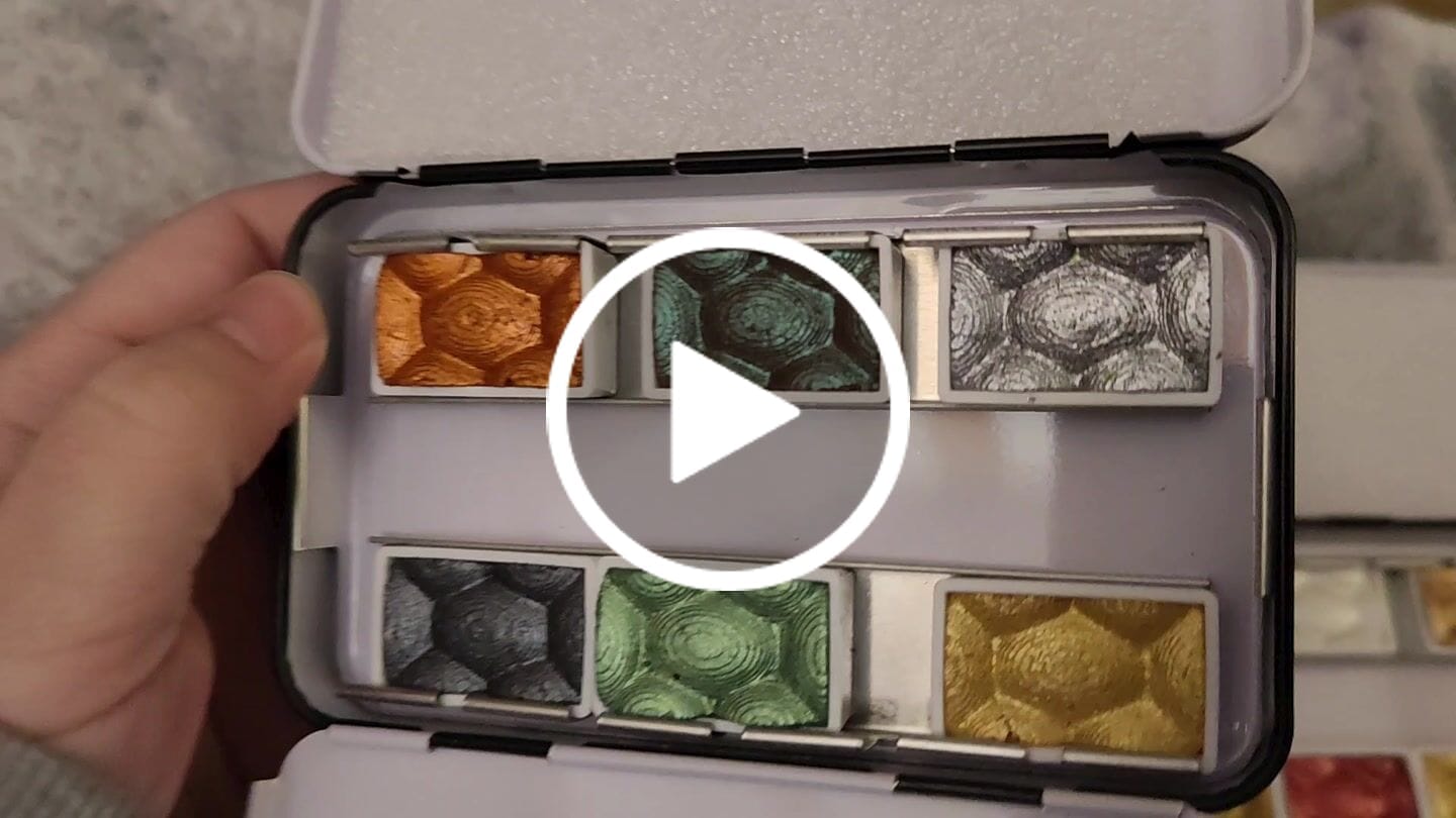 Customer video review of Skrim Mother of Pearls – Shimmer Watercolor Set (6 Full Pan Colors, Metallic & Pearl)