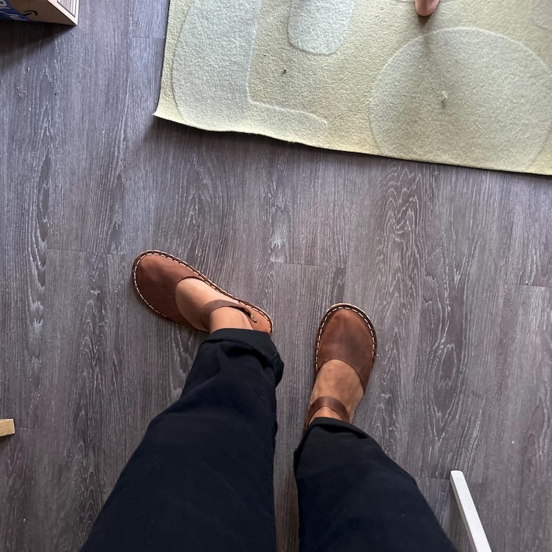 Customer photo review of Zero Drop Barefoot Sneakers – Handcrafted Leather Shoes With Wide Toe Box & Flexible Sole