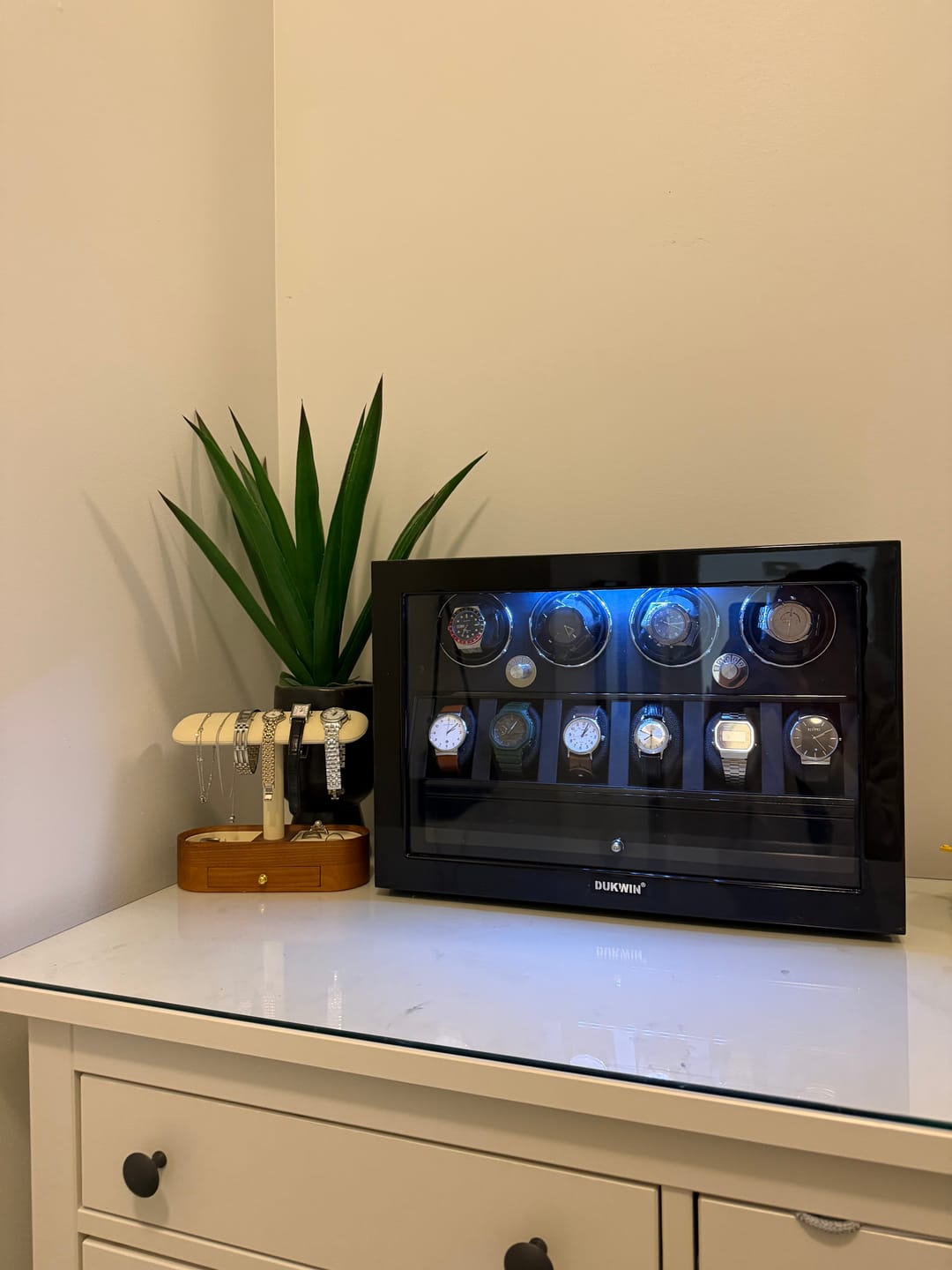 Customer photo review of 4 Watch Winders for Automatic Watches with 6 Watches Display Organizer