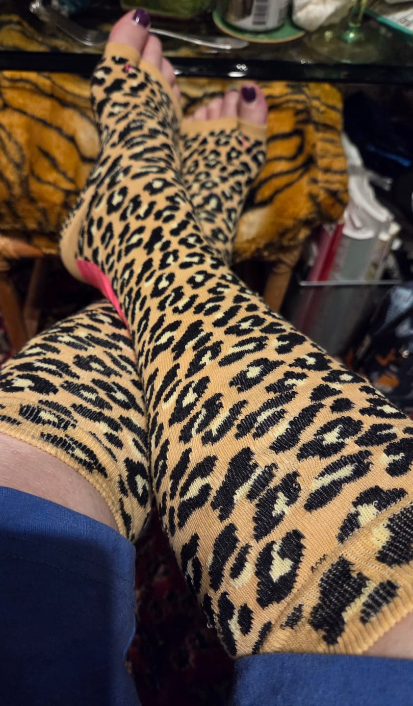 Customer photo review of Tucketts Knee High Pilates Socks - Non-Slip Grip, Open Toe, Barre & Yoga - Women's