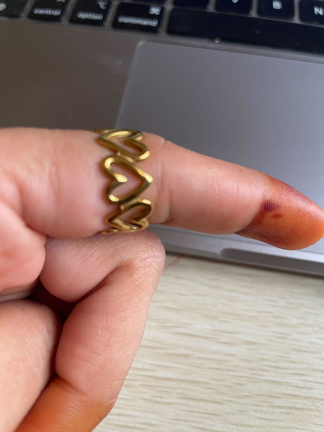 Customer photo review of Linked Love Hollow Heart Ring