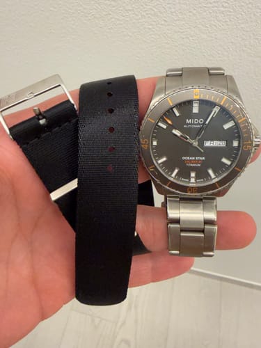 Customer photo review of Black Nylon Watch Strap