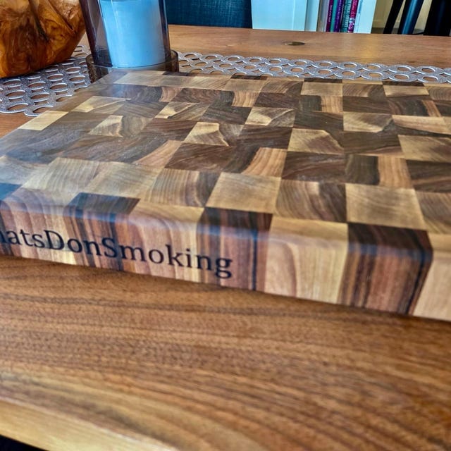 Customer photo review of Personalized Double-sided Walnut  End Grain Cutting Board