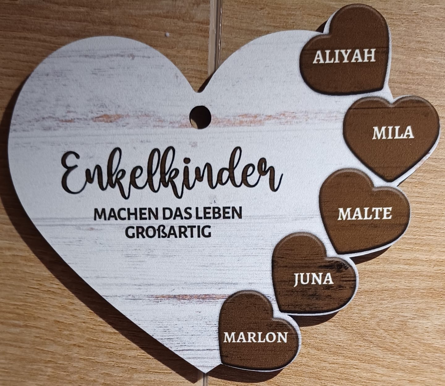 Customer photo review of Meine Enkelkinder - Großeltern-Herzen Ornament