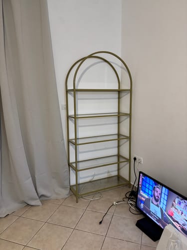 Customer photo review of Ψηλό Μοντέρνο Ράφι Βιβλιοθήκη Χρυσή Μεταλλική για Σαλόνι Υπνοδωμάτιο Μπάνιο LG-T050A01