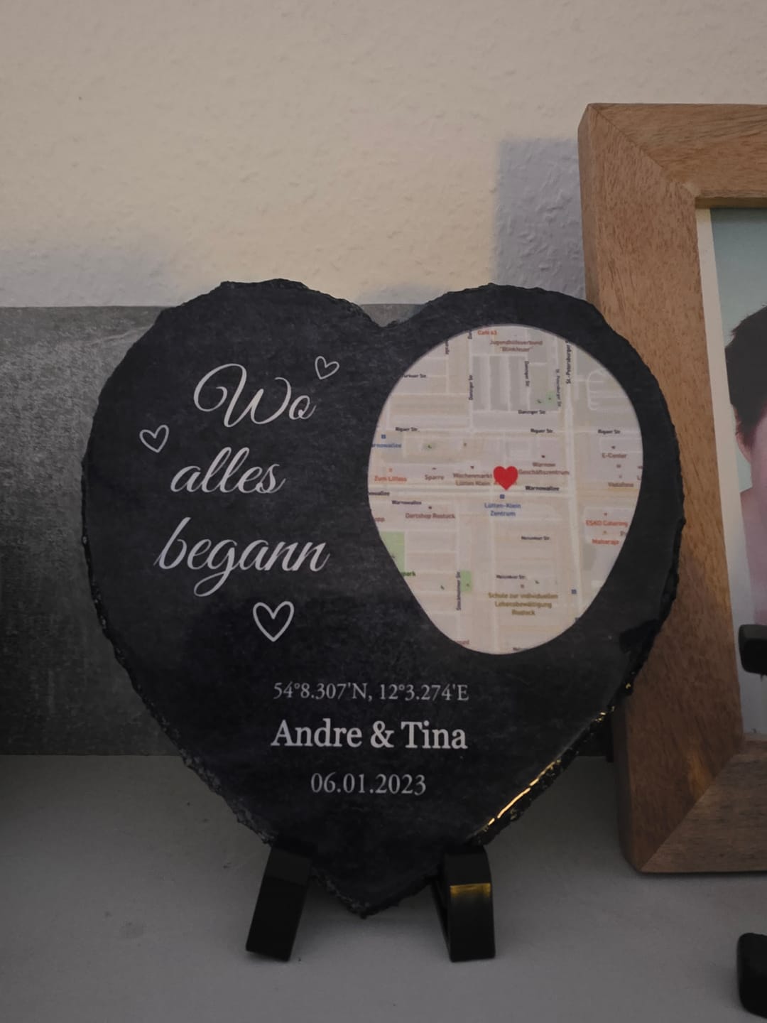 Customer photo review of Wo wir uns fanden - Personalisiertes Schieferherz für Paare