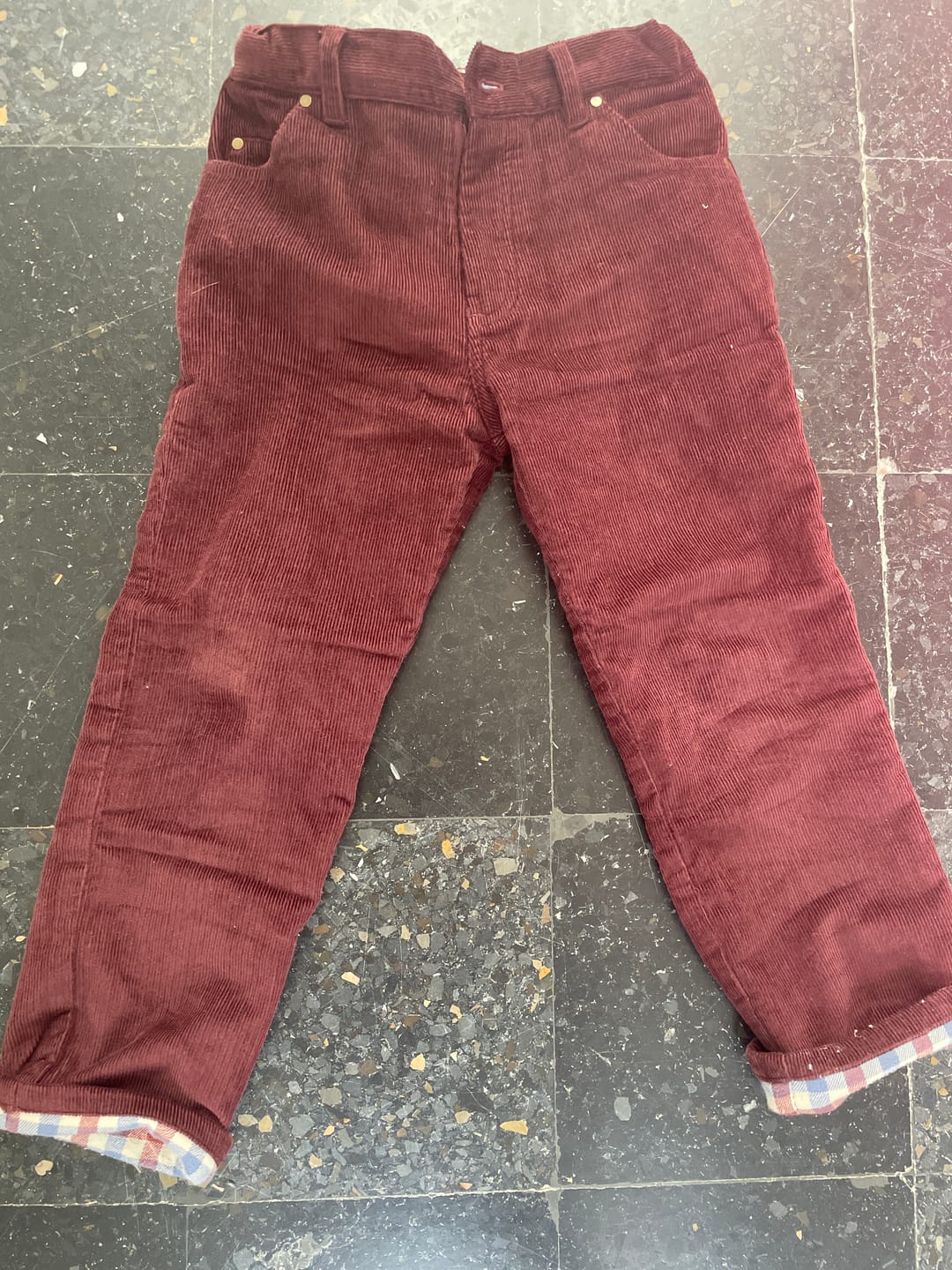 Customer photo review of Chocolate Corduroy 
 Lined Adventure Jeans