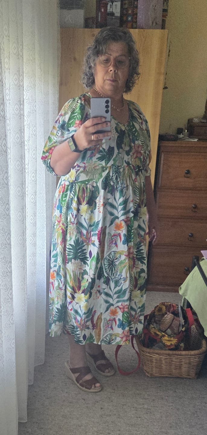 Customer photo review of Carmel Midi Dress in Green Multi