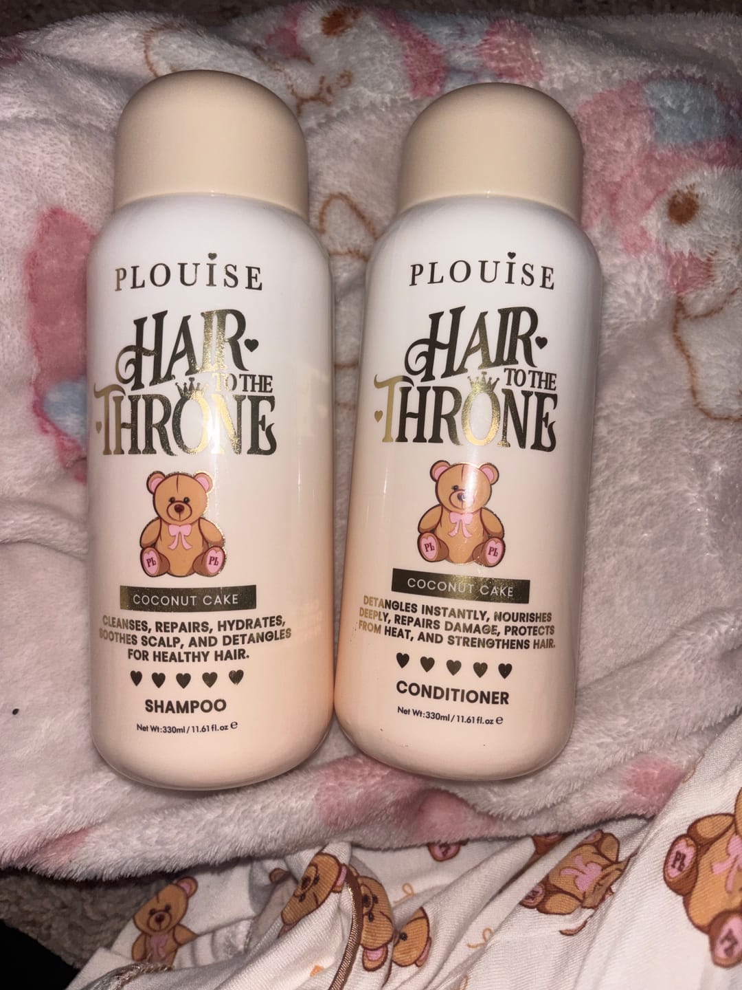 Customer photo review of Hair To The Throne Teddy Edition Haircare Set