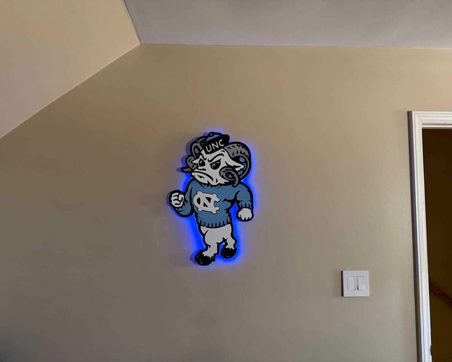 Customer photo review of North Carolina Tar Heels "Rameses" 3D Vintage Metal Wall Art