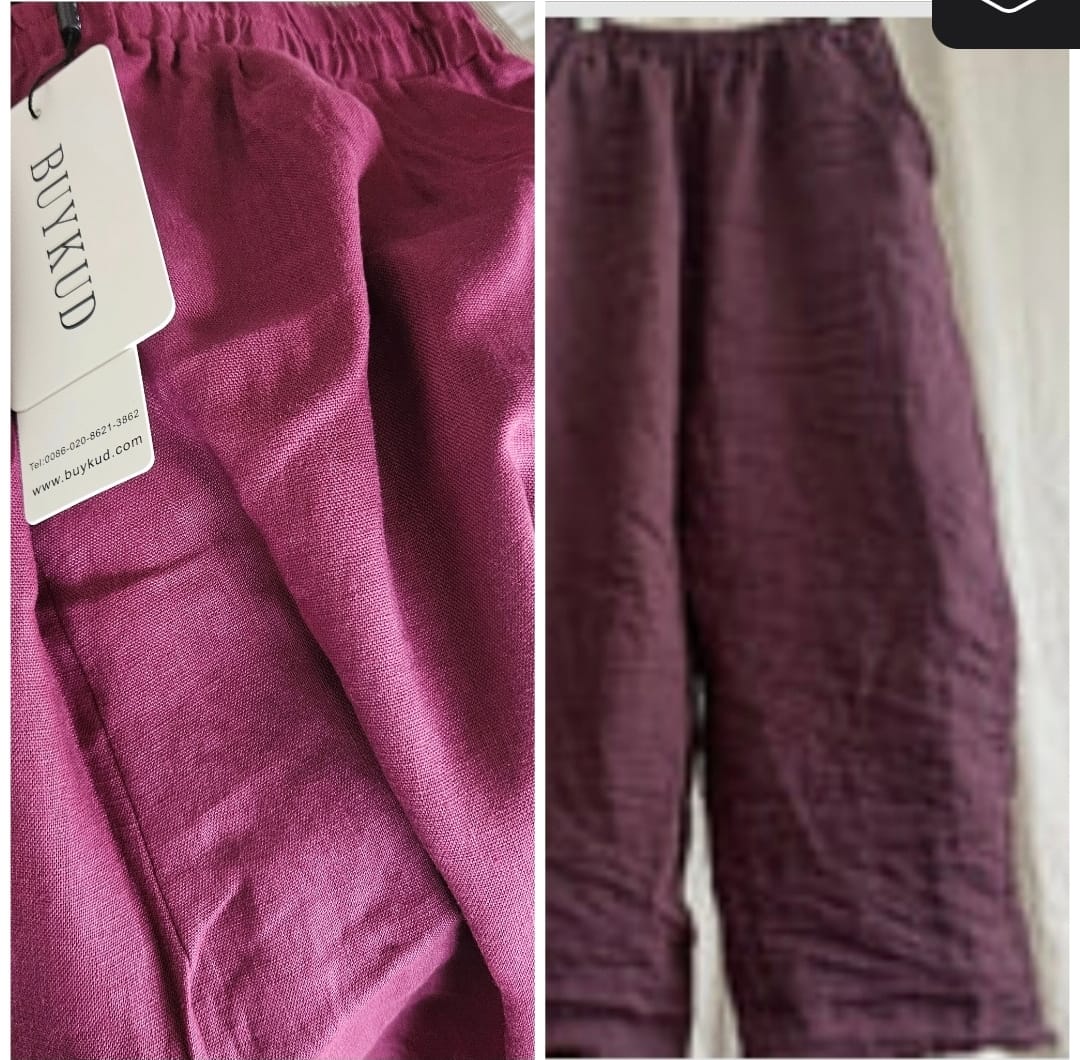 Customer photo review of Plus Size Women Casual Solid Loose Elastic Waist Linen Pants