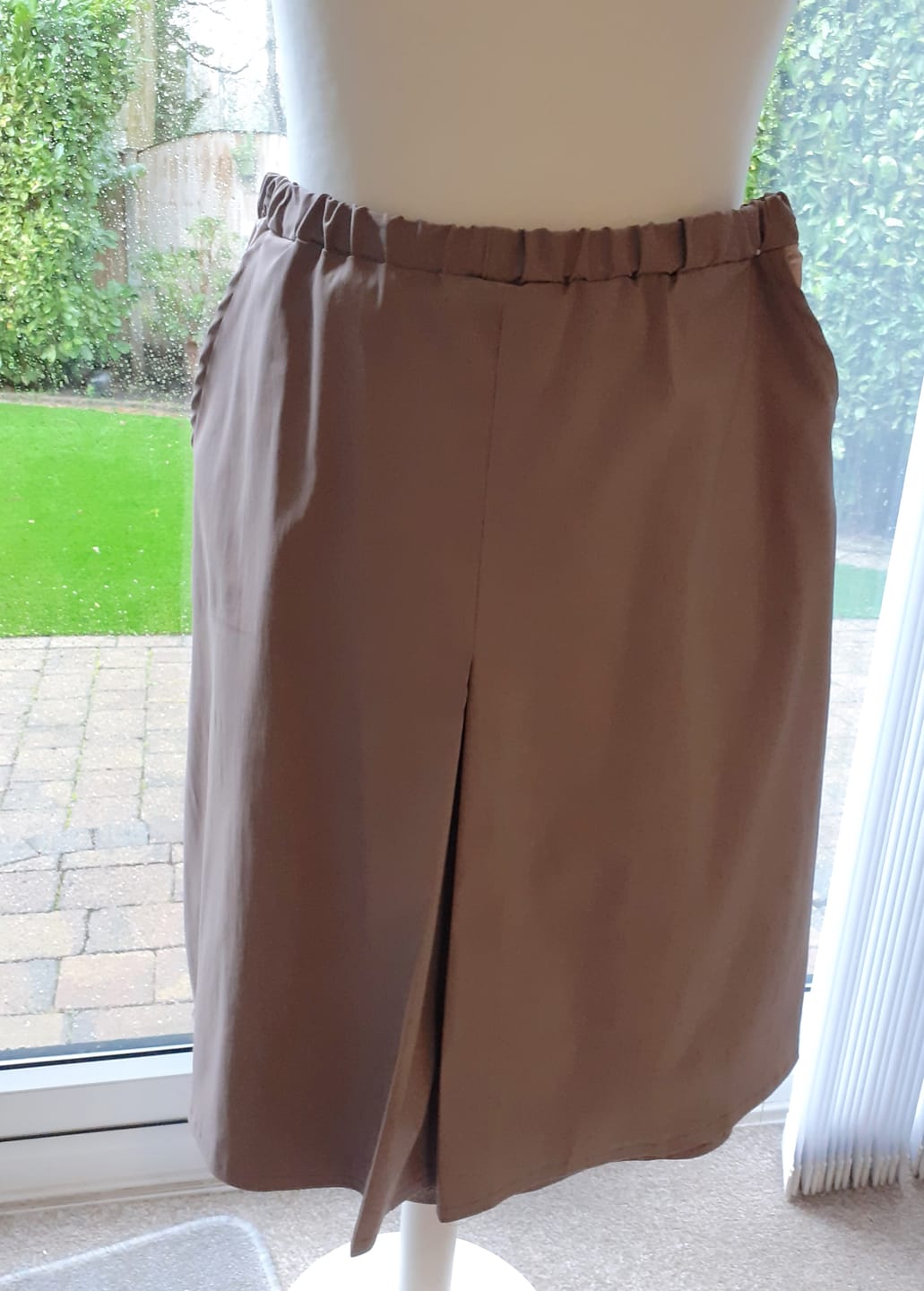 Customer photo review of Mocha Bengaline Stretch Fabric