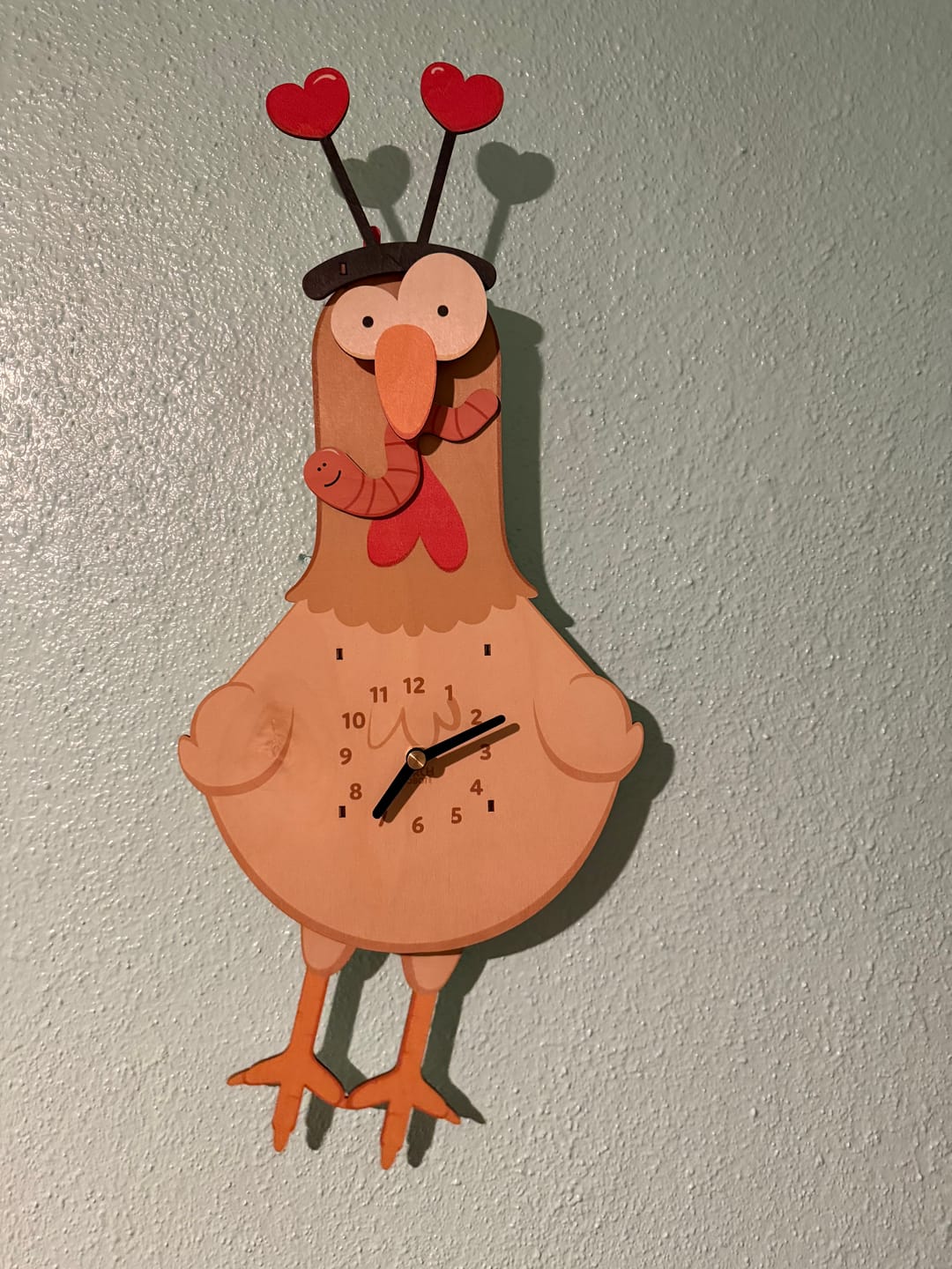 Customer photo review of Betty the Chicken Pendulum Clock