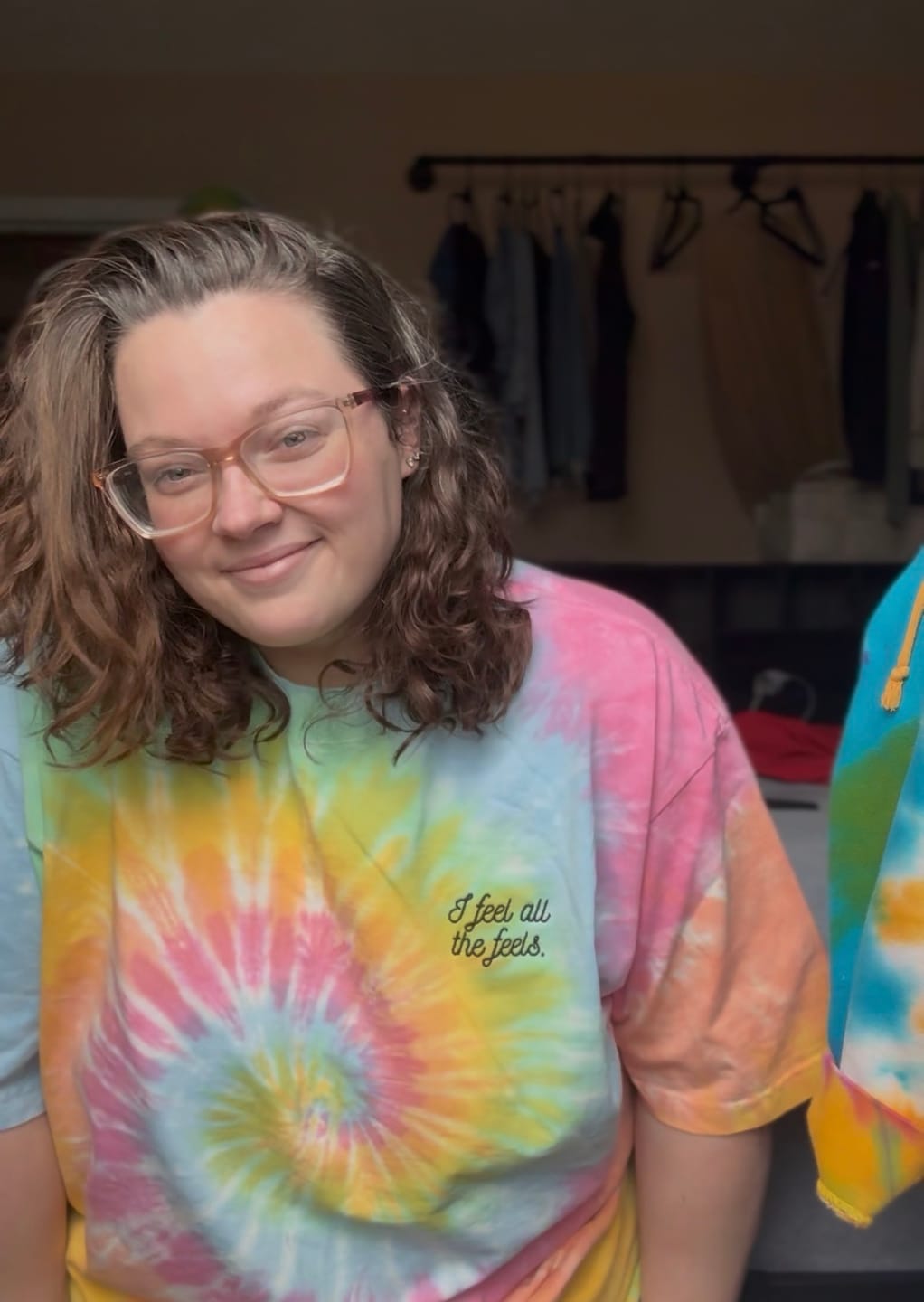 Customer photo review of I Feel All The Feels Oversized tie-dye t-shirt