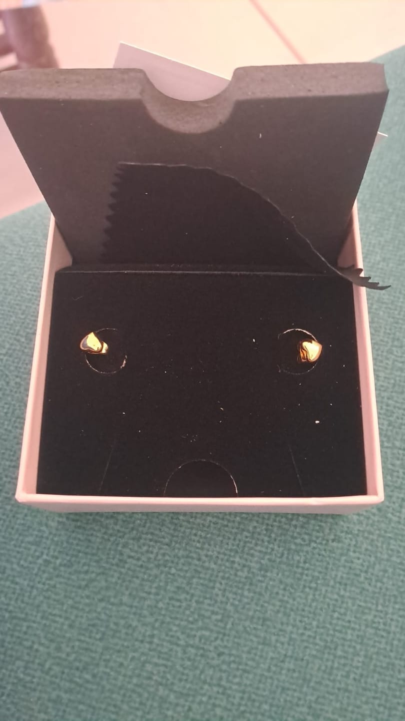 Customer photo review of Minimalist Heart Stud Earrings