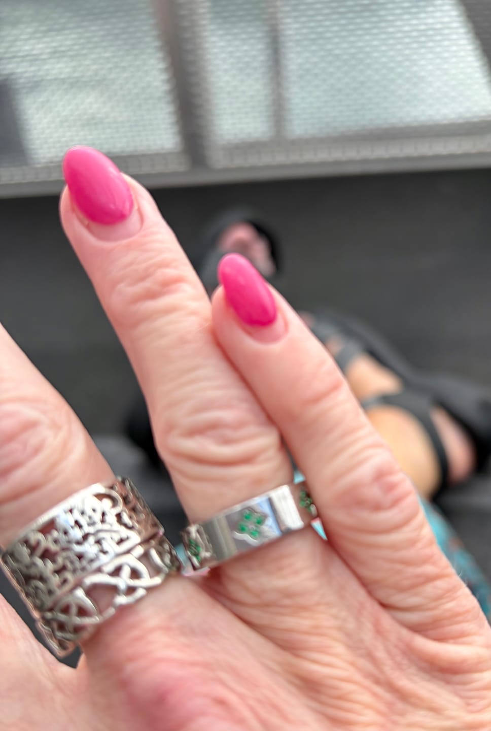 Customer photo review of Statement Clover Emerald Sapphire Ring