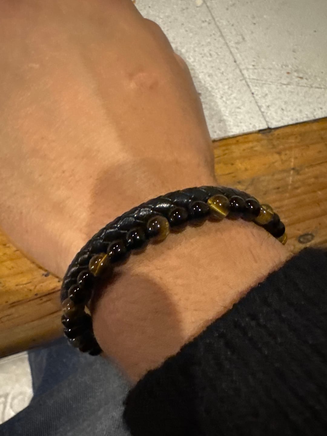 Customer photo review of Son/Soulmate Leather and Bead Bracelet - JWL Men's Bracelet - 21cm