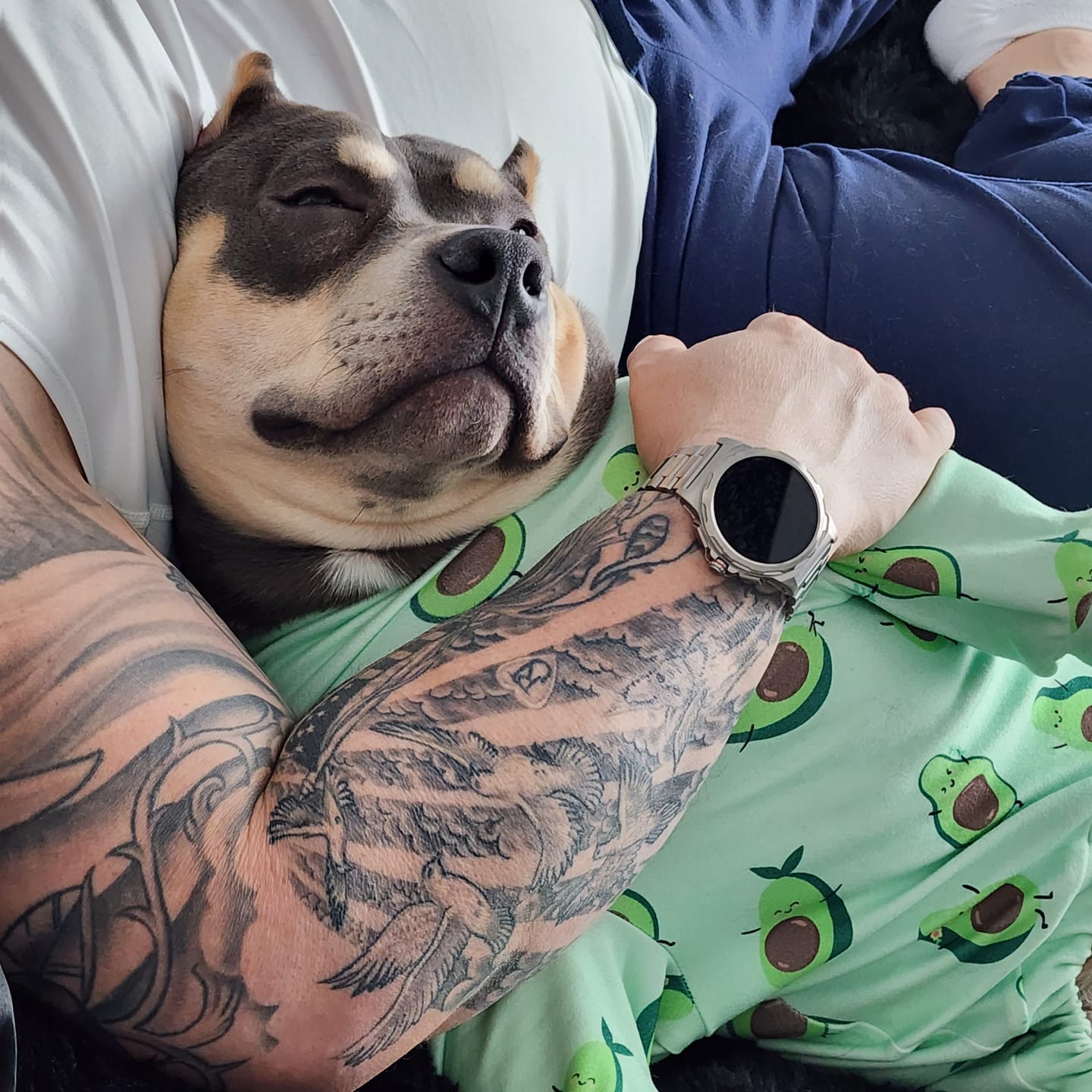 Customer photo review of Dog Pajama - Avocado