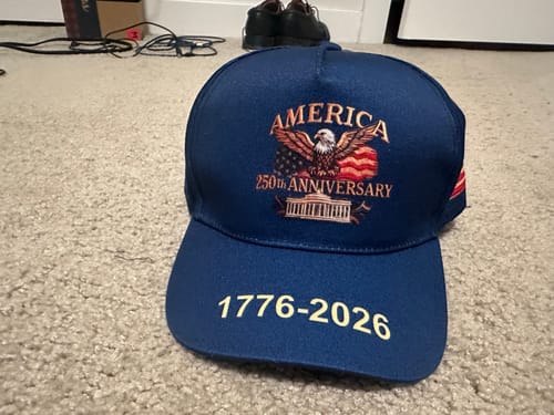 Customer photo review of Bald Eagle US Flag America 250th Birthday Baseball Cap