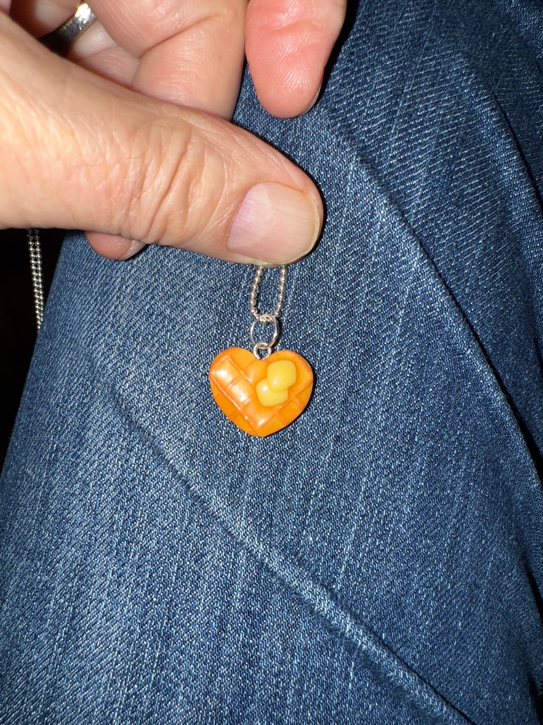 Customer photo review of Scented Heart Waffle Necklace