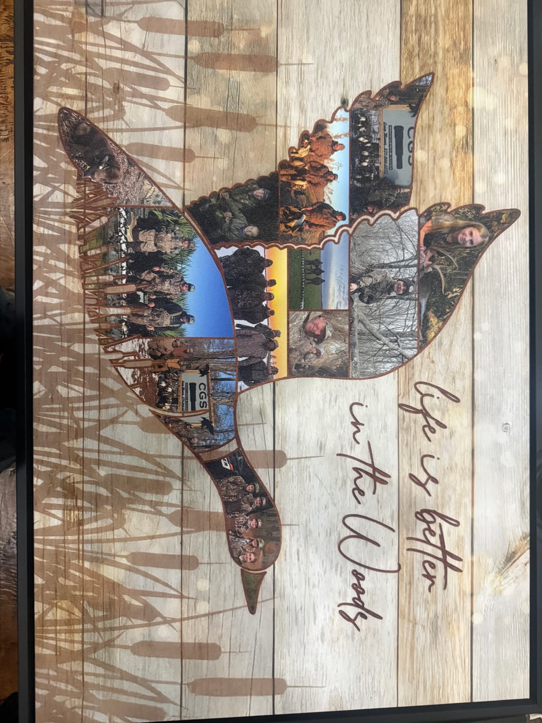 Customer photo review of Custom Photo Duck Hunting Collage Canvas, Rustic Wood Look, Personalized Waterfowl Hunter Gift Wall Art