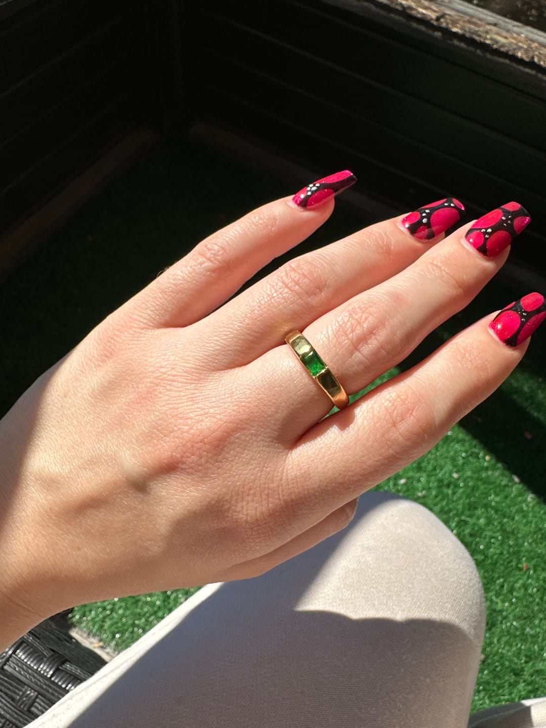 Customer photo review of Ember Gold & Emerald Ring