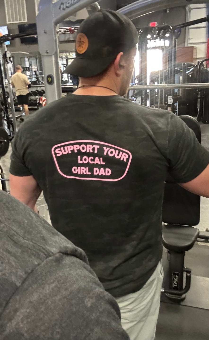 Customer photo review of Support Your Local Girl Dad Shirt (Storm Camo)