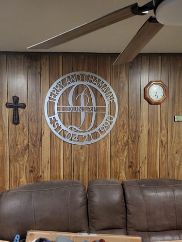 Customer photo review of Elaborate Name - Steel Sign