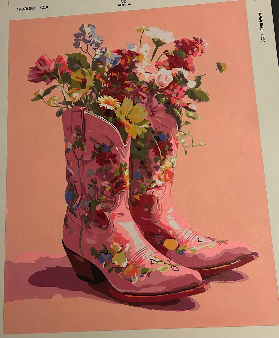 Customer photo review of Cowboy Floral boots | Paint by Number