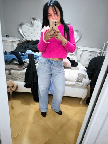 Customer photo review of Jeans Pink Viral - con tasca rosa brillantinata leggermente elasticizzato
