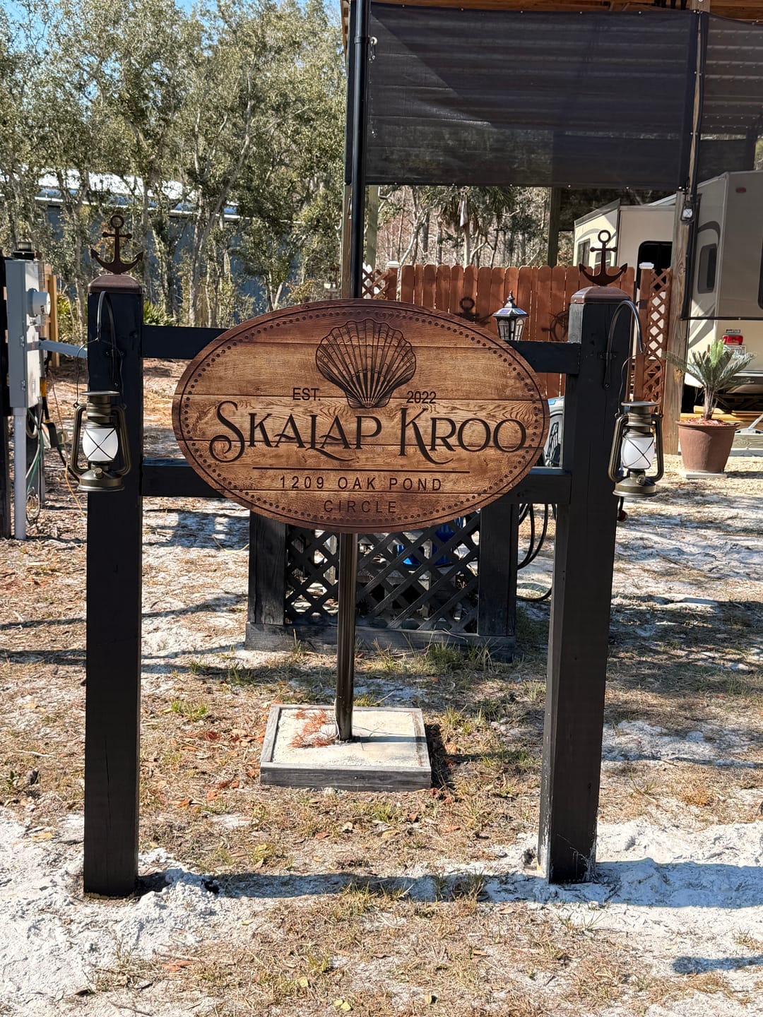 Customer photo review of Custom Farm Entrance Sign – Metal Driveway & Farm Address Sign with Real Wood Look