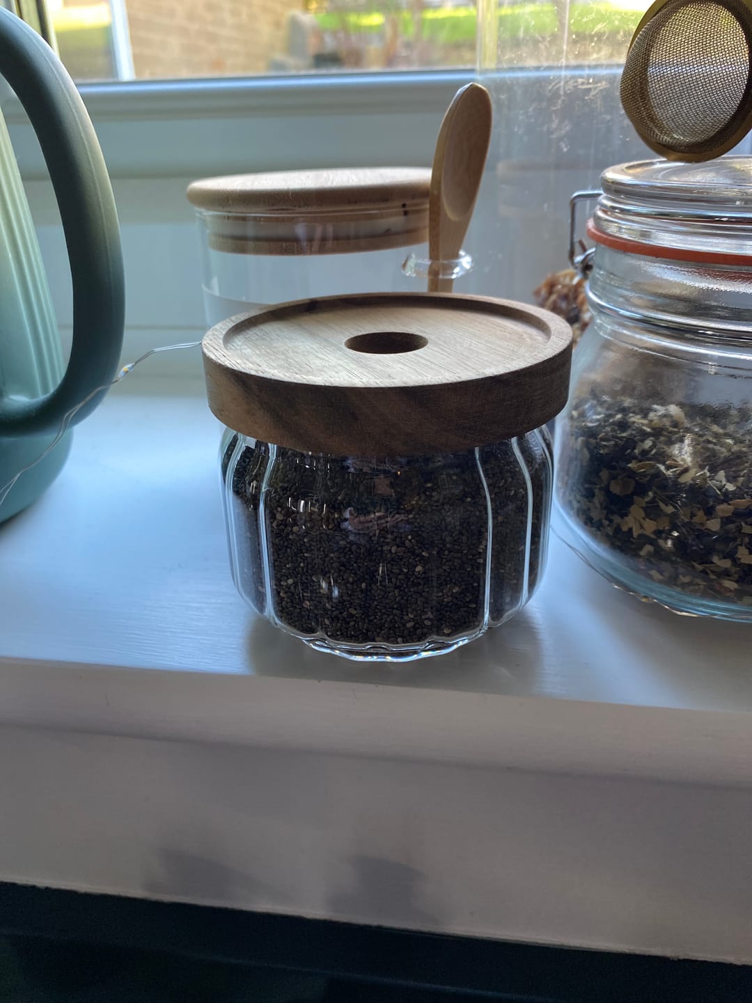 Customer photo review of Ribbed Acacia Glass Pantry Jars