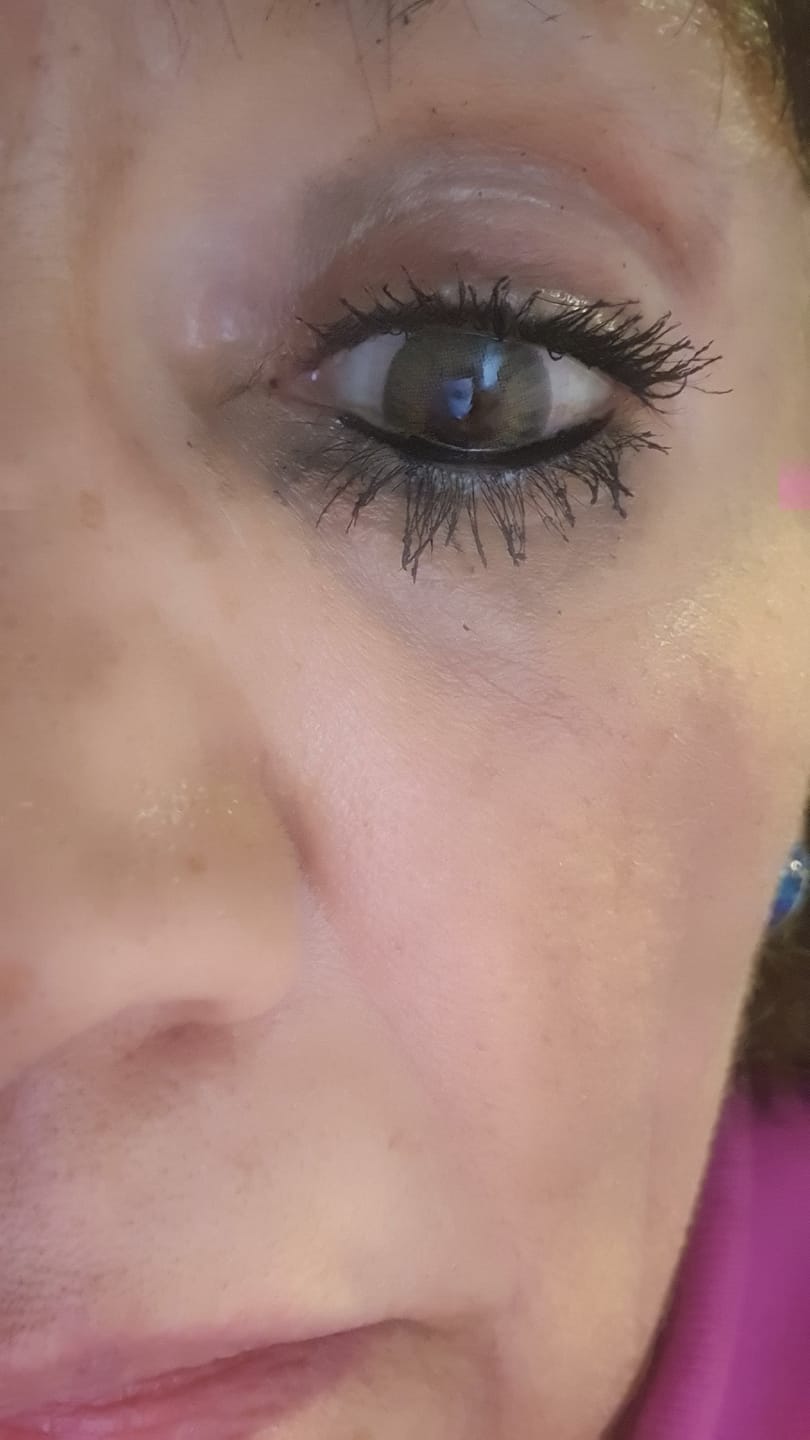 Customer photo review of Cyrene Dark Green Prescription Colored Contact Lenses