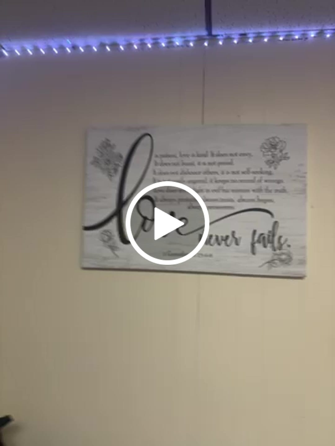 Customer video review of Love Never Fails 1 Corinthians 13:4-8 Wall Art Canvas