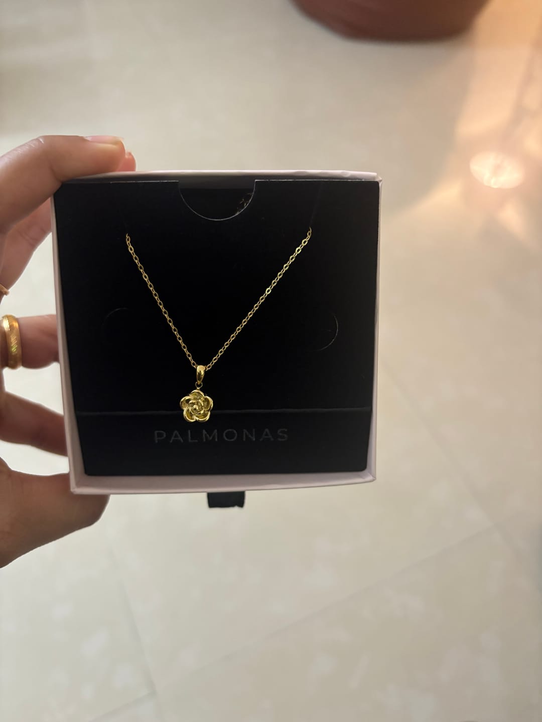 Customer photo review of Delicate Rose Necklace
