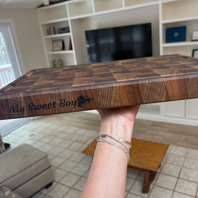 Customer photo review of Personalized Double-sided Walnut  End Grain Cutting Board
