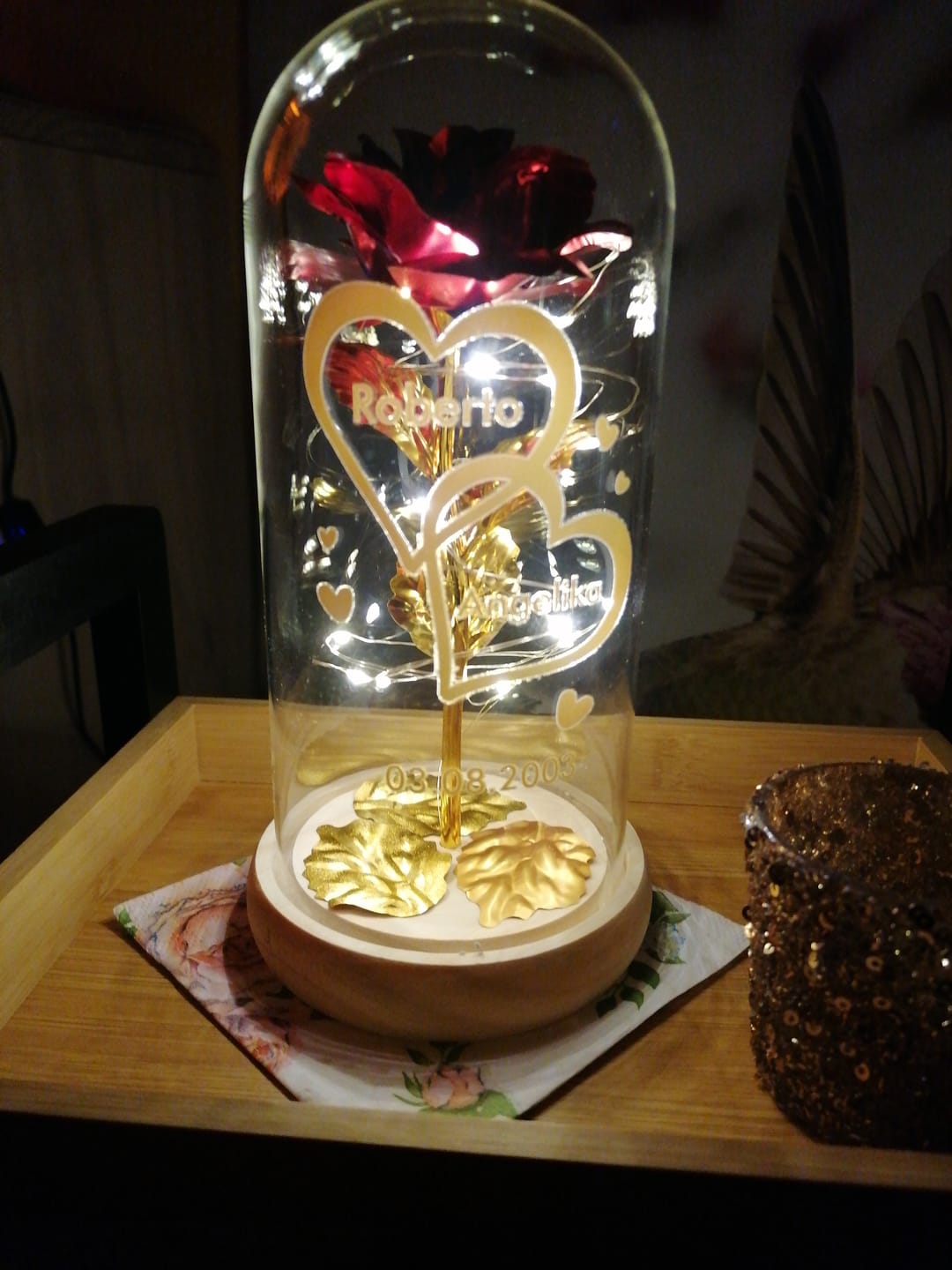Customer photo review of Ich liebe dich - Paar-Goldene Rose