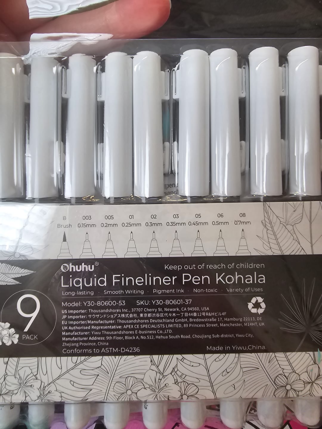 Customer photo review of Ohuhu Kohala Liquid Fineliner Drawing Pens,9 Pack