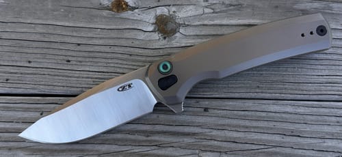 Customer photo review of The Back Door: ZT0044 Button Lock Knife Titanium (3.25" Satin) (Return)