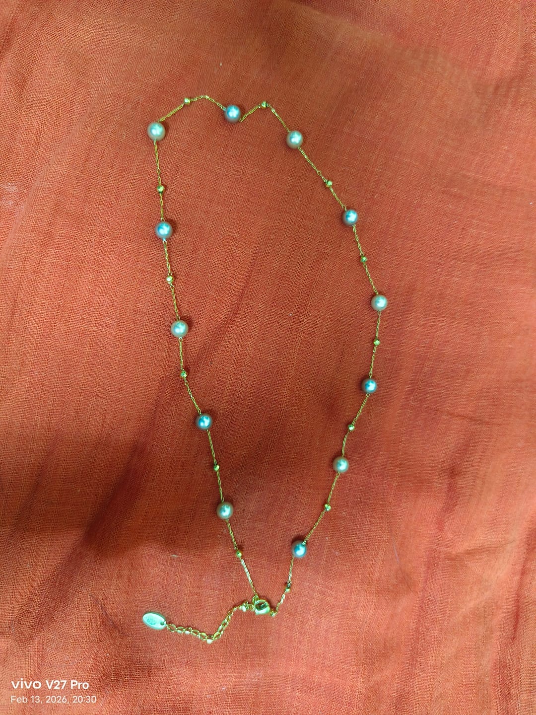 Customer photo review of Beaded Dot Station Necklace