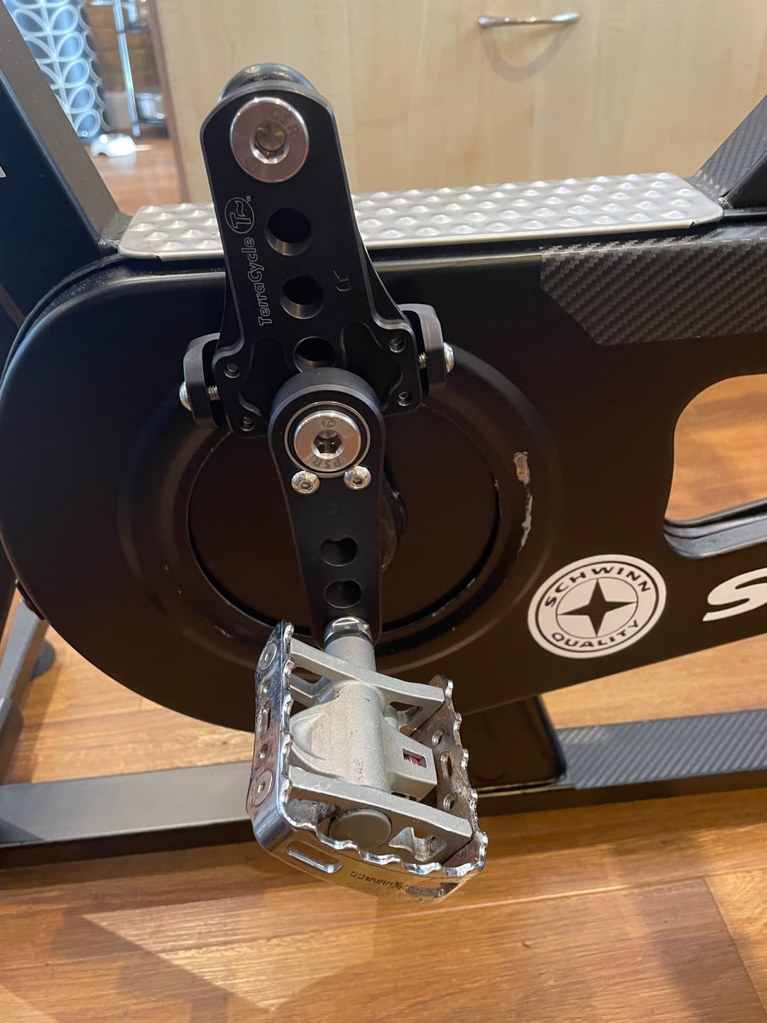 Customer photo review of Easy Knees Pedal Swing and Crank Shortener Kit (One Side)
