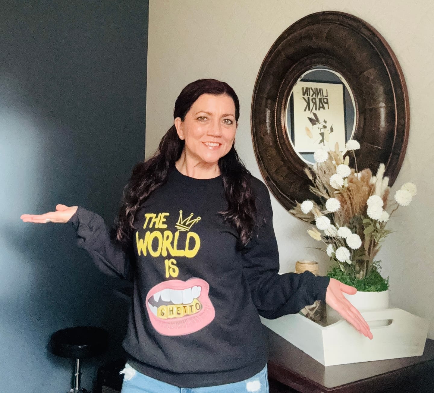 Customer photo review of The World Is Ghetto Crewneck