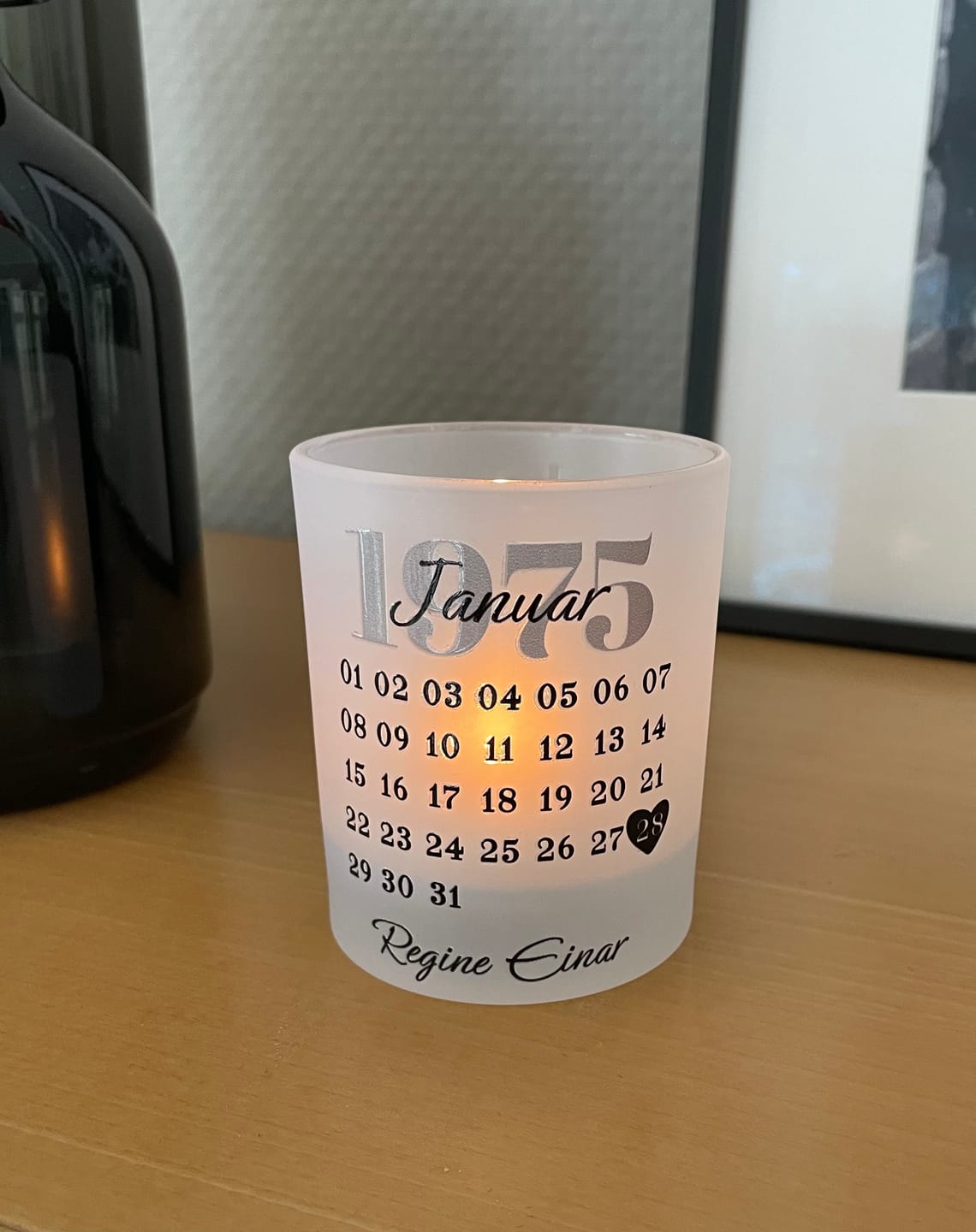 Customer photo review of Unser Tag - Personalisiertes Teelicht
